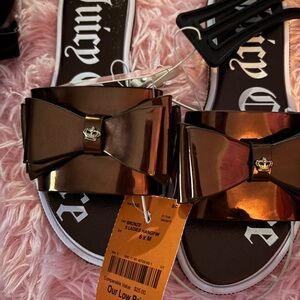 Juicy Couture Bronze Bow Slides